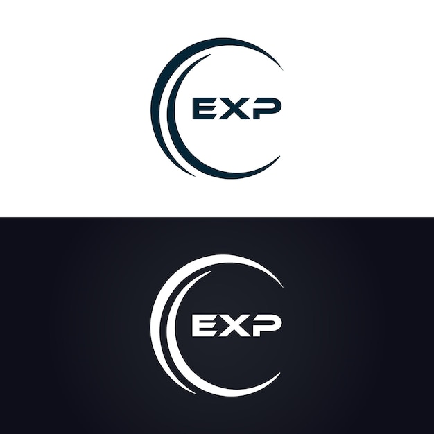 Diseño del logotipo de la carta EXP E X P en blanco
