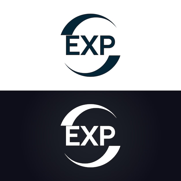 Diseño del logotipo de la carta EXP E X P en blanco