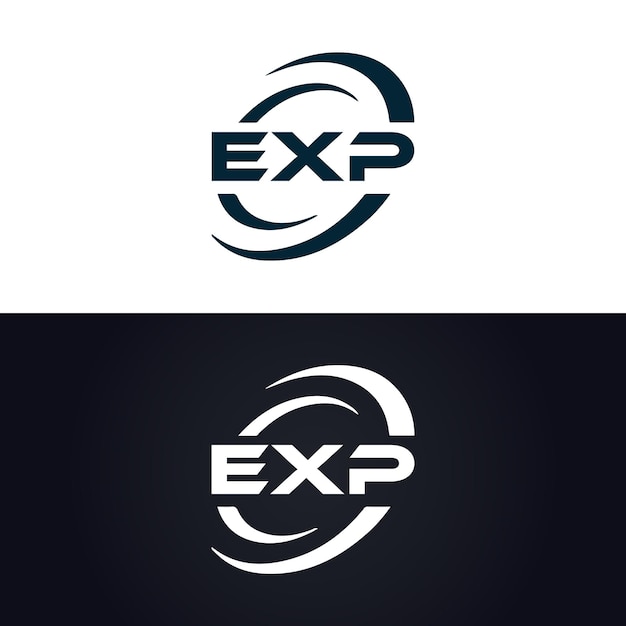 Diseño del logotipo de la carta EXP E X P en blanco