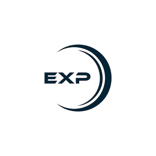 Diseño del logotipo de la carta EXP E X P en blanco