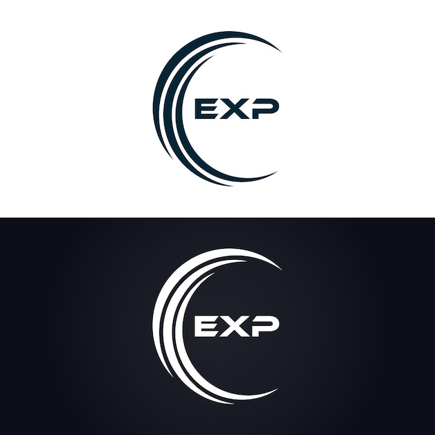 Diseño del logotipo de la carta EXP E X P en blanco