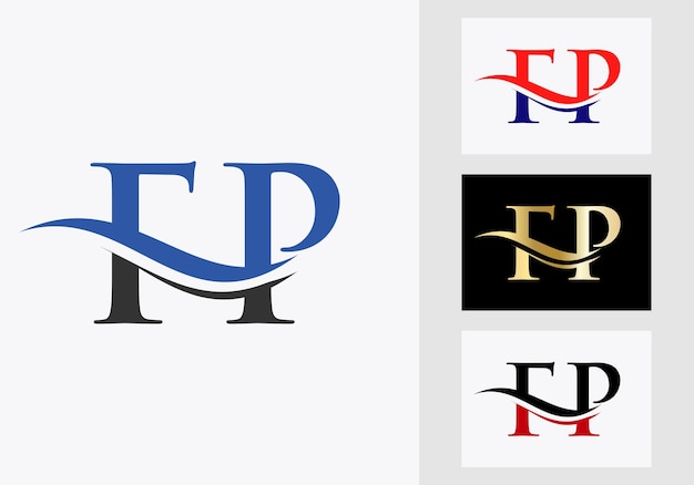 Diseño de logotipo de carta FP. Símbolo del logotipo de FP