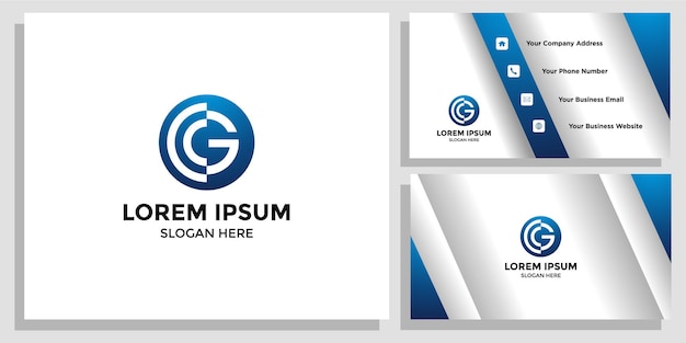 Diseño de logotipo de carta GC y tarjeta de marca