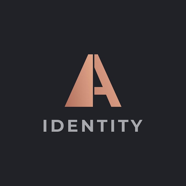Un diseño de logotipo de carta. Logotipo creado con línea estilística sobre rendimiento de color dorado.
