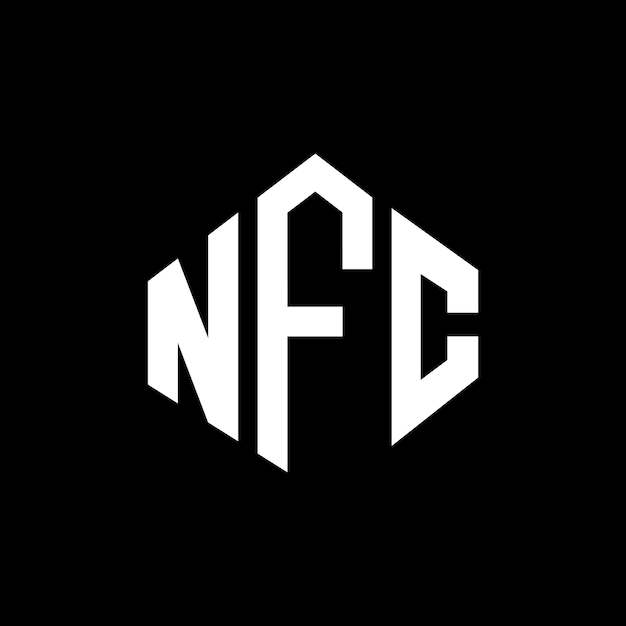 Diseño del logotipo de la carta NFC con forma de polígono Diseño del Logotipo de la letra NFC en forma de póligono y cubo Diseño de logotipo de vector de hexágono Colores blanco y negro NFC Monograma de negocios y logotipo de bienes raíces