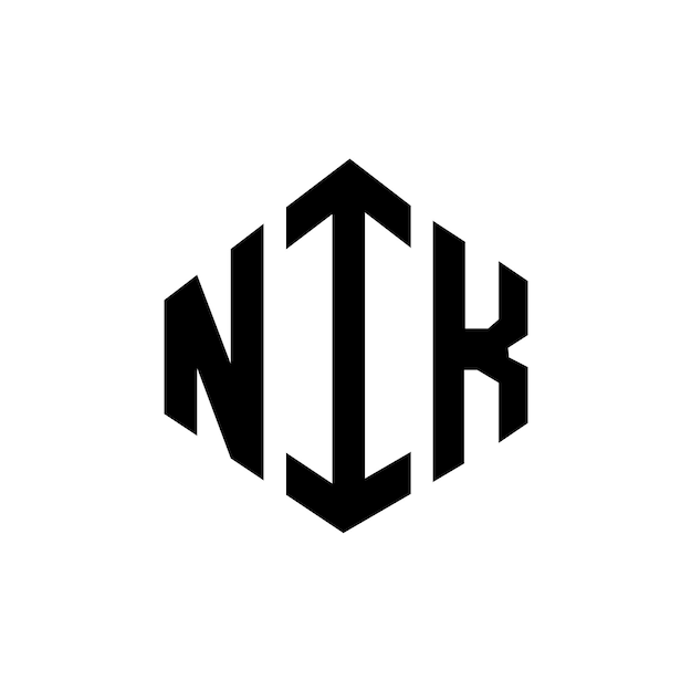 Diseño del logotipo de la carta NIK con forma de polígono NIK polígono y forma de cubo diseño del logotipo NIK hexágono modelo de logotipo vectorial colores blanco y negro NIK monograma negocio y logotipo de bienes raíces