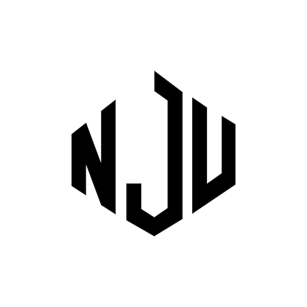 Diseño del logotipo de la carta NJU con forma de polígono NJU polígono y forma de cubo diseño del logotipo NJU hexágono modelo de logotipo vectorial colores blanco y negro NJU monograma negocio y logotipo de bienes raíces