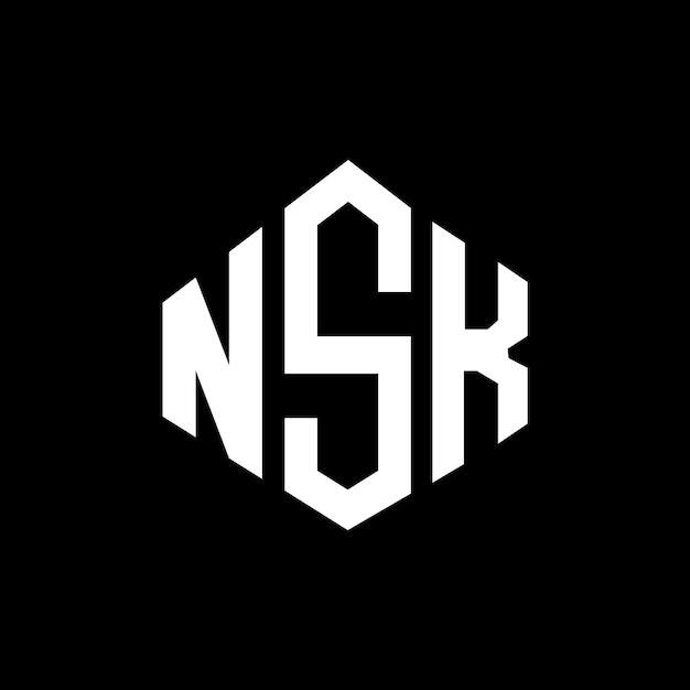 Diseño del logotipo de la carta NSK con forma de polígono NSK diseño del logotipo del polígono y la forma del cubo NSK hexágono patrón del logotipo vectorial colores blanco y negro NSK monograma negocio y logotipo de bienes raíces