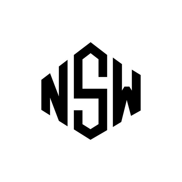 Diseño del logotipo de la carta NSW con forma de polígono NSW polígono y forma de cubo diseño del logotipo NSW hexágono patrón del logotipo vectorial colores blanco y negro NSW monograma logotipo de negocios y bienes raíces