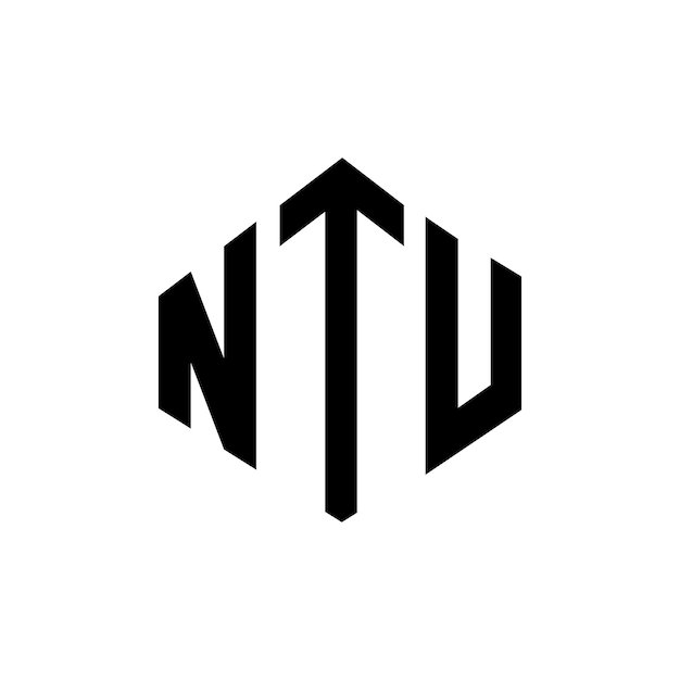 Diseño del logotipo de la carta NTU con forma de polígono NTU diseño del logotipo en forma de póligono y cubo NTU hexágono patrón del logotipo vectorial colores blanco y negro NTU monograma logotipo de negocios e inmobiliario