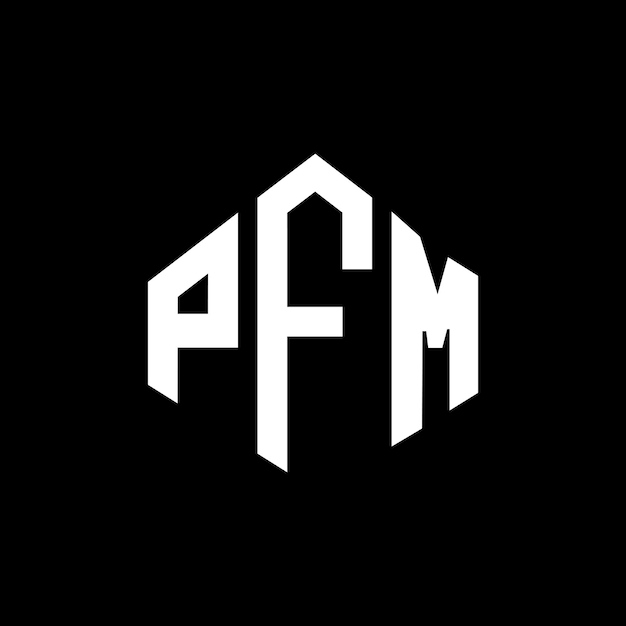 Diseño del logotipo de la carta PFM con forma de polígono PFM diseño del logotipo en forma de póligono y cubo PFM hexágono modelo de logotipo vectorial colores blanco y negro PFM monograma logotipo de negocios e inmobiliario