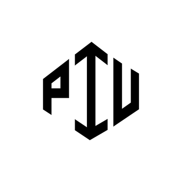 Diseño del logotipo de la carta PIU con forma de polígono PIU diseño del logotipo del polígono y la forma del cubo PIU hexágono modelo de logotipo vectorial colores blanco y negro PIU monograma de negocios y logotipo de bienes raíces