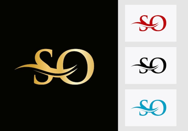 Diseño de logotipo de carta SO. Plantilla de logotipo SO