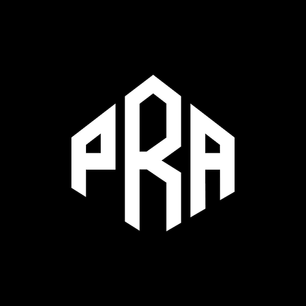 Diseño del logotipo de la carta PRA con forma de polígono PRA diseño del logotipo en forma de póligono y cubo PRA hexágono modelo de logotipo vectorial colores blanco y negro PRA monograma logotipo de negocios e inmobiliario