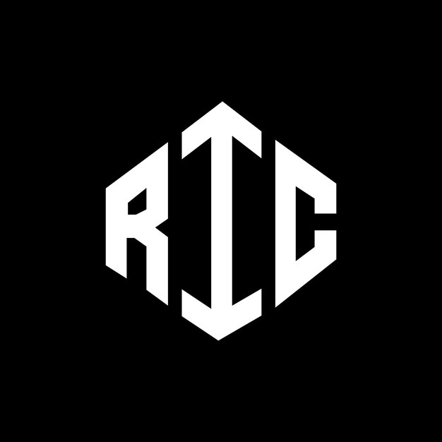 Vector diseño del logotipo de la carta ric con forma de polígono ric diseño del logotipo en forma de póligono y cubo ric hexágono modelo de logotipo vectorial colores blanco y negro ric monograma logotipo de negocios y bienes raíces