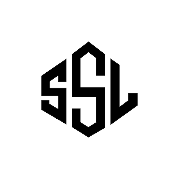 Diseño del logotipo de la carta SSL con forma de polígono Diseño del Logotipo de la letra SSL en forma de póligono y cubo Diseño de logotipo de vector de hexágono Template de logotipo colores blanco y negro SSL Monograma de negocios y logotipo de bienes raíces