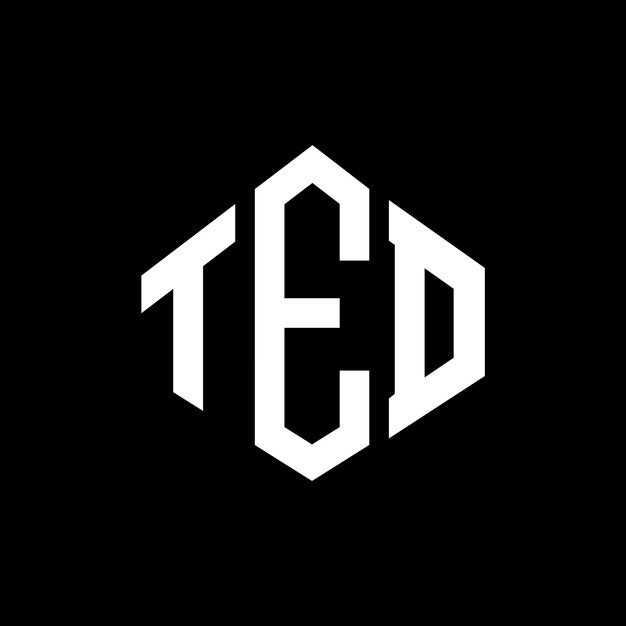 Diseño del logotipo de la carta TED con forma de polígono Diseño del Logotipo de TED en forma de póligono y cubo Diseño de logotipo del logotipo vectorial de hexágono TED Colores blanco y negro Monograma de TED Logotipo de negocios y bienes raíces