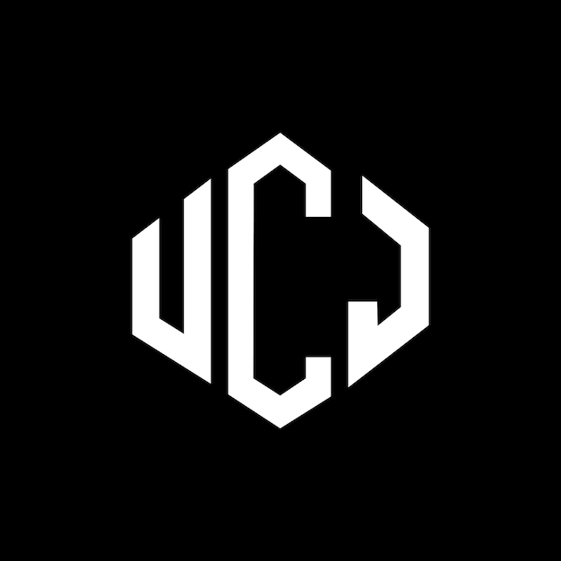 Diseño del logotipo de la carta UCJ con forma de polígono UCJ diseño del logotipo en forma de póligono y cubo UCJ hexágono modelo de logotipo vectorial colores blanco y negro UCJ monograma negocio y logotipo de bienes raíces