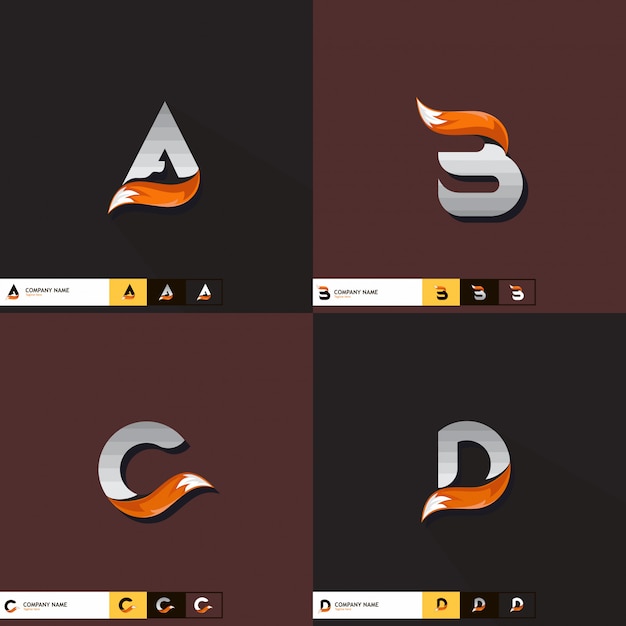 Diseño de logotipo carta, vector de cola de zorro