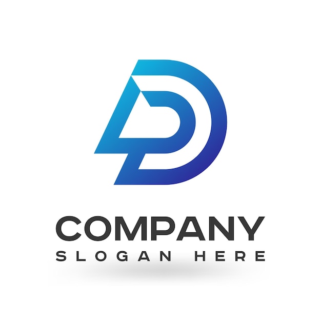 Diseño de logotipo de carta WD colorido único moderno Elementos de plantilla vectorial Corporativo moderno