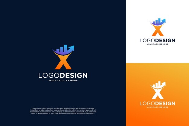 Diseño del logotipo de la carta X del gráfico financiero Logotipo de la contabilidad y las finanzas empresariales