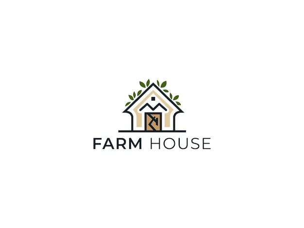diseño del logotipo de la casa de campo vectorial