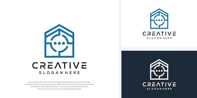 Diseño de logotipo de casa de chat