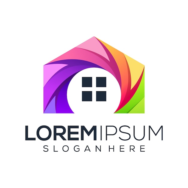 Diseño de logotipo de casa colorida abstracta