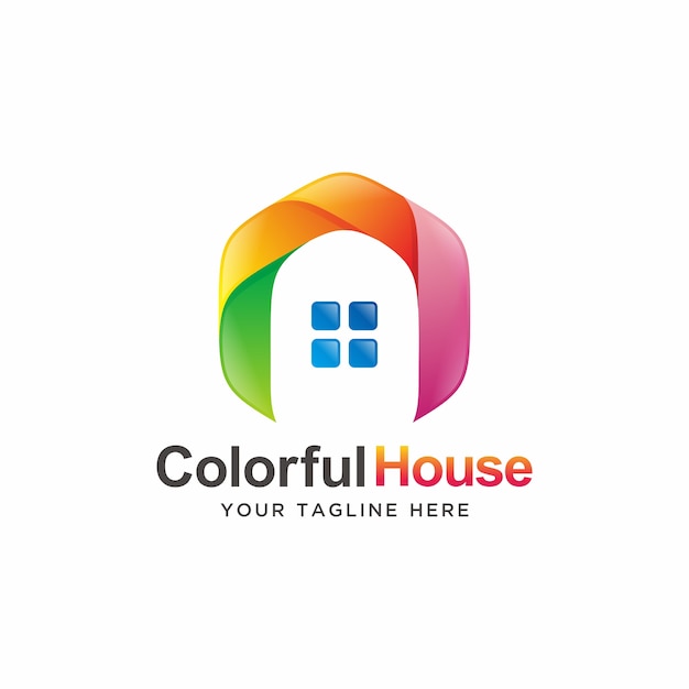 Diseño de logotipo de casa colorida