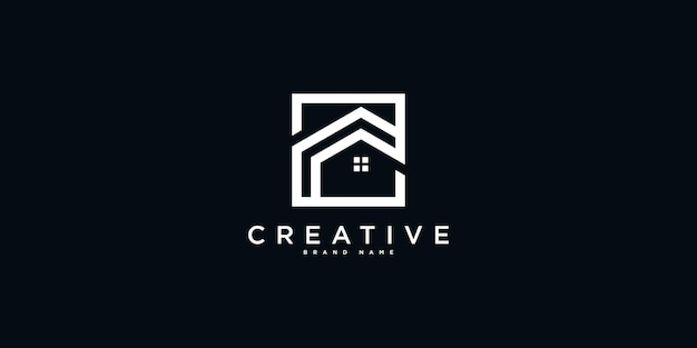 Diseño del logotipo de la casa con concepto de contorno moderno creativo Premium Vector