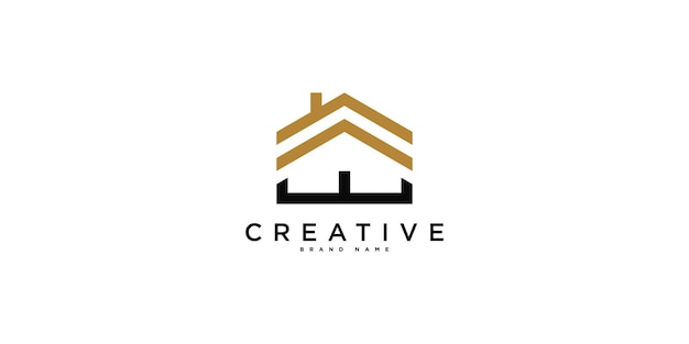 Diseño del logotipo de la casa con concepto de contorno moderno creativo Premium Vector