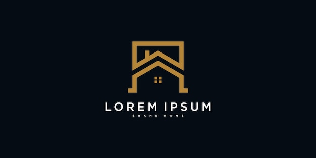 Diseño del logotipo de la casa con concepto de contorno moderno creativo Premium Vector