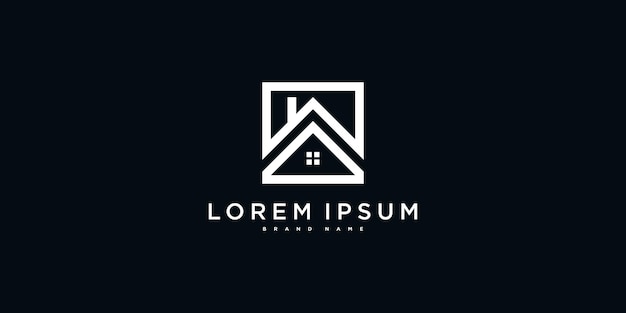 Diseño del logotipo de la casa con concepto de contorno moderno creativo Premium Vector