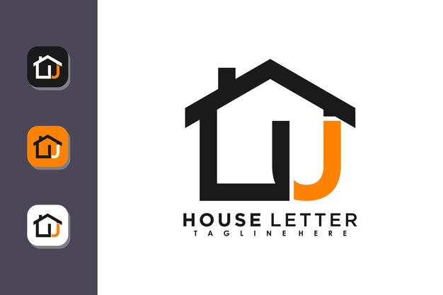 Diseño del logotipo de la casa con el concepto vectorial de la letra u.