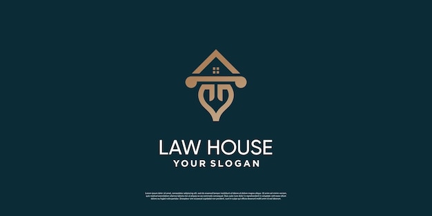 Diseño de logotipo de casa de derecho con concepto abstracto moderno vector premium