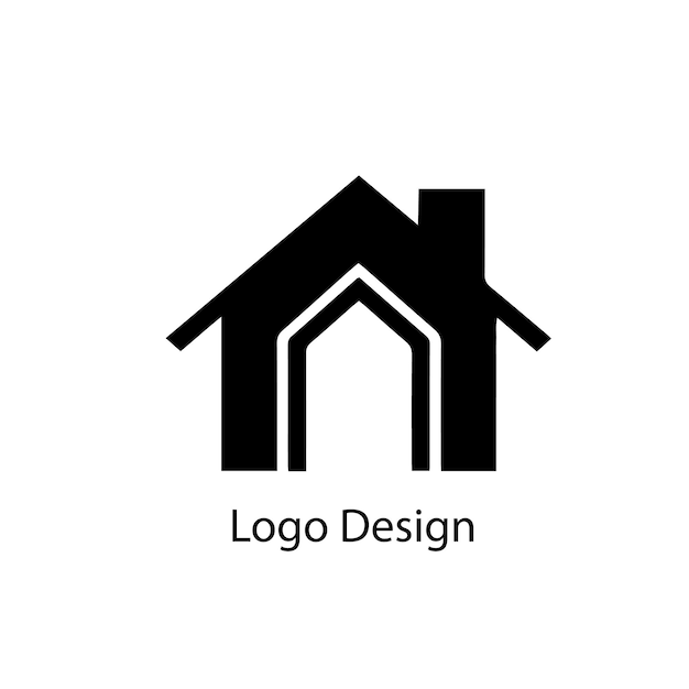diseño de logotipo de casa icono plano simple negro sobre fondo blanco