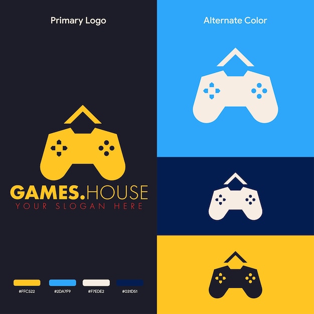 diseño de logotipo de casa de juego simple