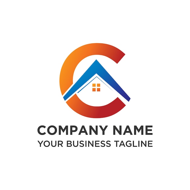 Diseño de logotipo de casa letra C