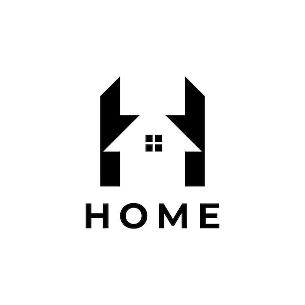 Diseño del logotipo de la casa de la letra inicial h ilustración vectorial de la letra h en forma de casa para la empresa plantilla de icono plano de diseño moderno