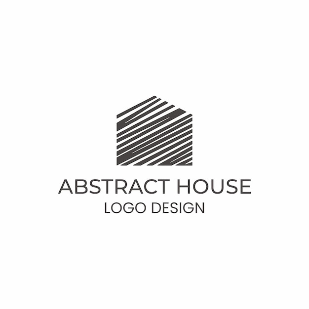 diseño del logotipo de la casa de la línea abstracta