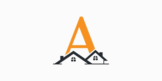 diseño del logotipo de la casa con el logotipo de las letras a consept vector premium