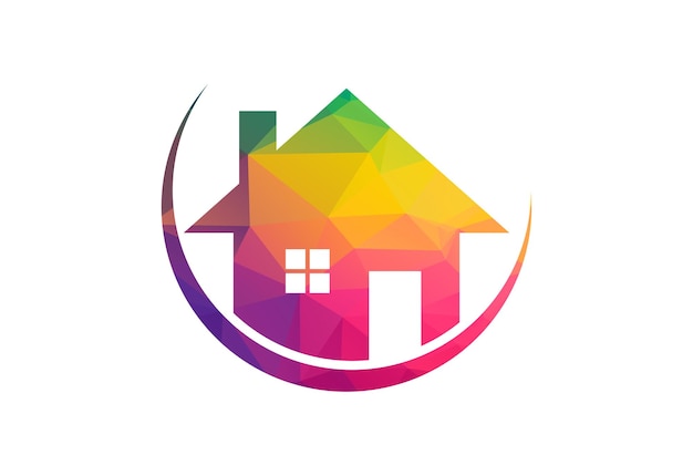 Diseño del logotipo de la casa Low Poly y Real Estate Concepto de diseño vectorial