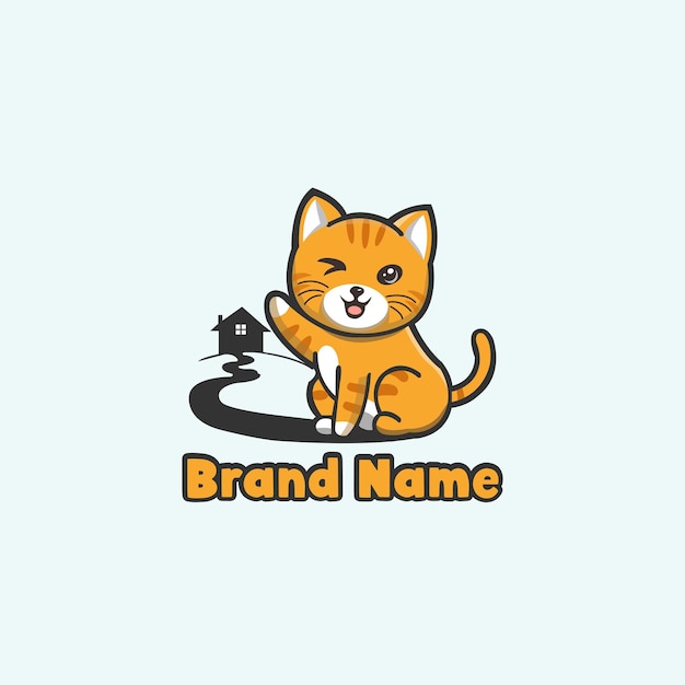 Diseño de logotipo de casa de mascotas, mascota feliz