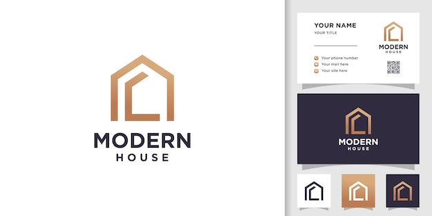 Diseño de logotipo de casa moderna con idea de concepto minimalista