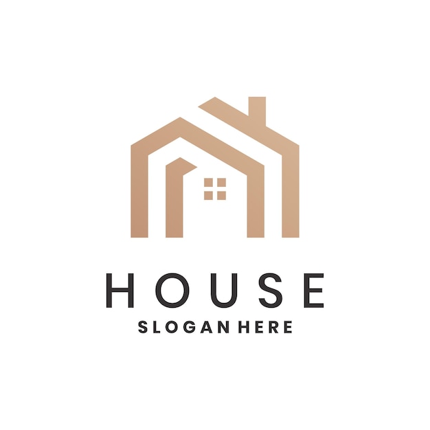 Diseño de logotipo de casa moderna con líneas mínimas y símbolo de ventana para la marca inmobiliaria