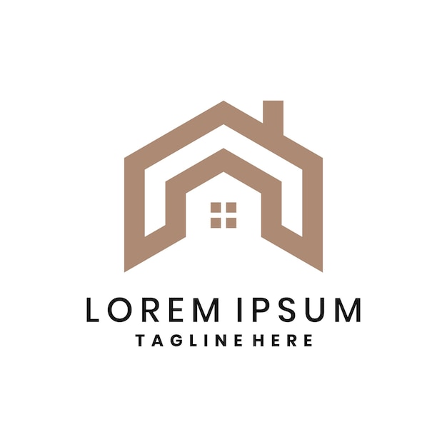 Diseño de logotipo de casa moderna con techo geométrico y ventanas para la marca inmobiliaria