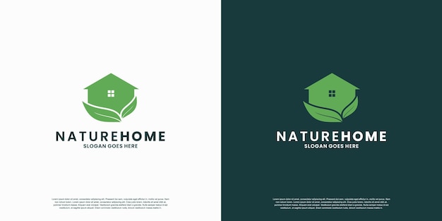 Diseño de logotipo de casa de naturaleza minimalista.