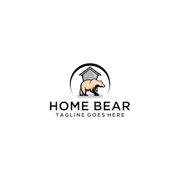 Diseño de logotipo de casa de oso