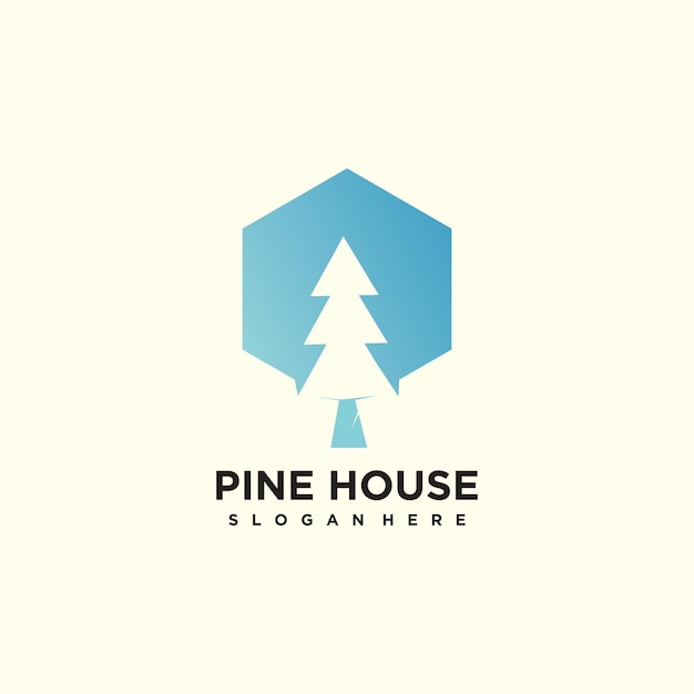 Diseño de logotipo de casa de pino