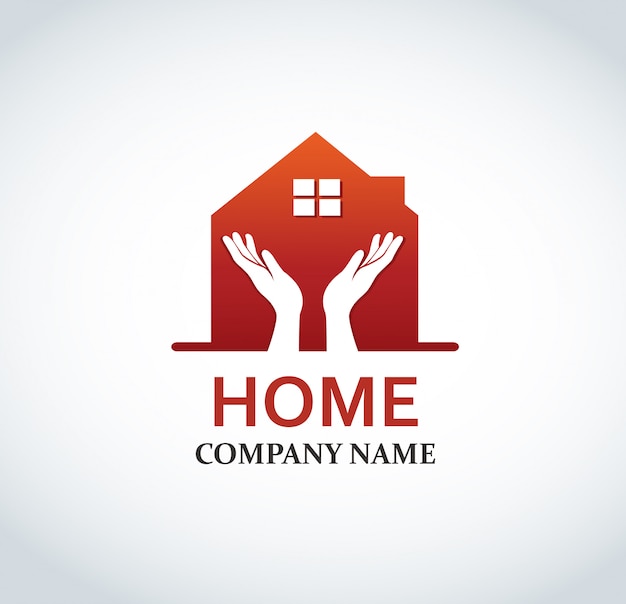diseño de logotipo casa roja para la propiedad inmobiliaria